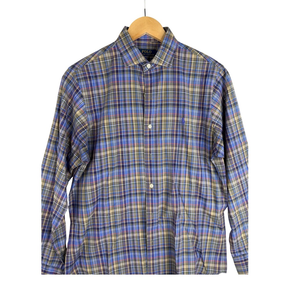 Polo Ralph Lauren Plaid Button Down Long Sleeve Shirt size Small Blue/Multicolor